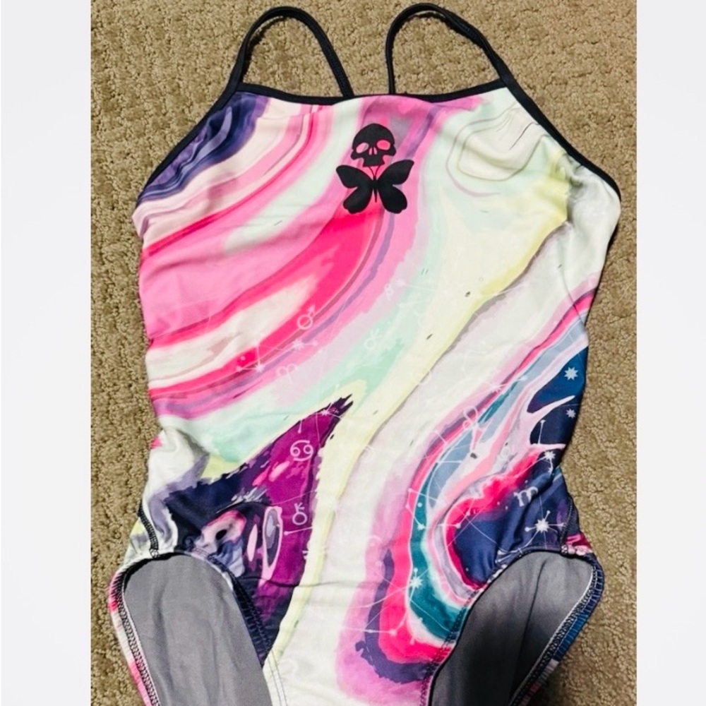 Betty Designs Colorful Swirl One-Piece Swimsuit size small (30)